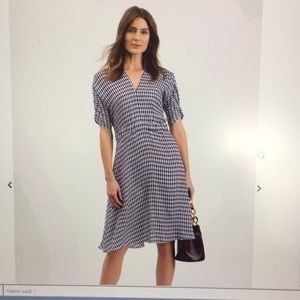NEW Never Worn Tucker silk Navy Teardrop dress